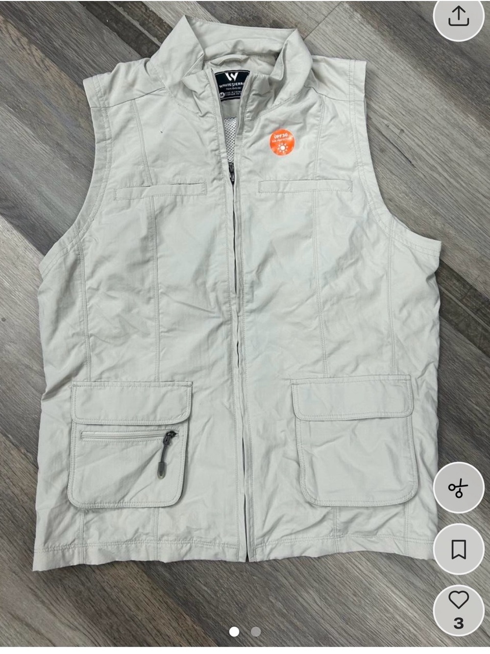 White Sierra Light Gray Utility Vest with Front Pockets